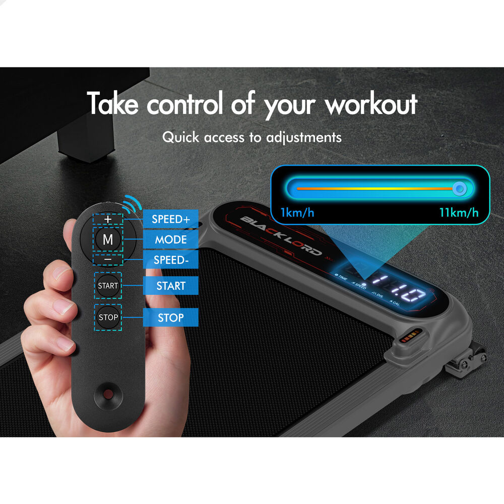 BLACK LORD Treadmill Electric Walking Pad Incline Running Machine Gym Silver