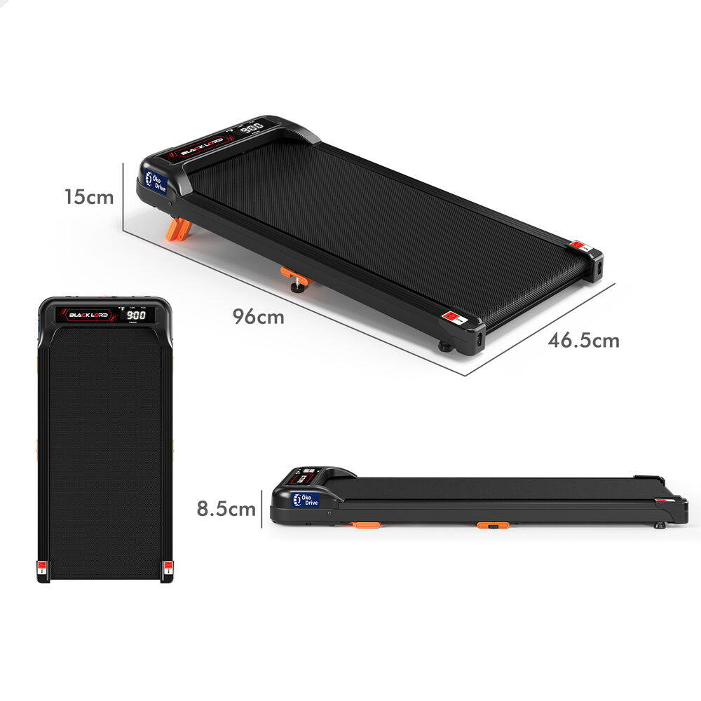 BLACK LORD Treadmill Electric Walking Pad Incline Under Desk Home Gym Black