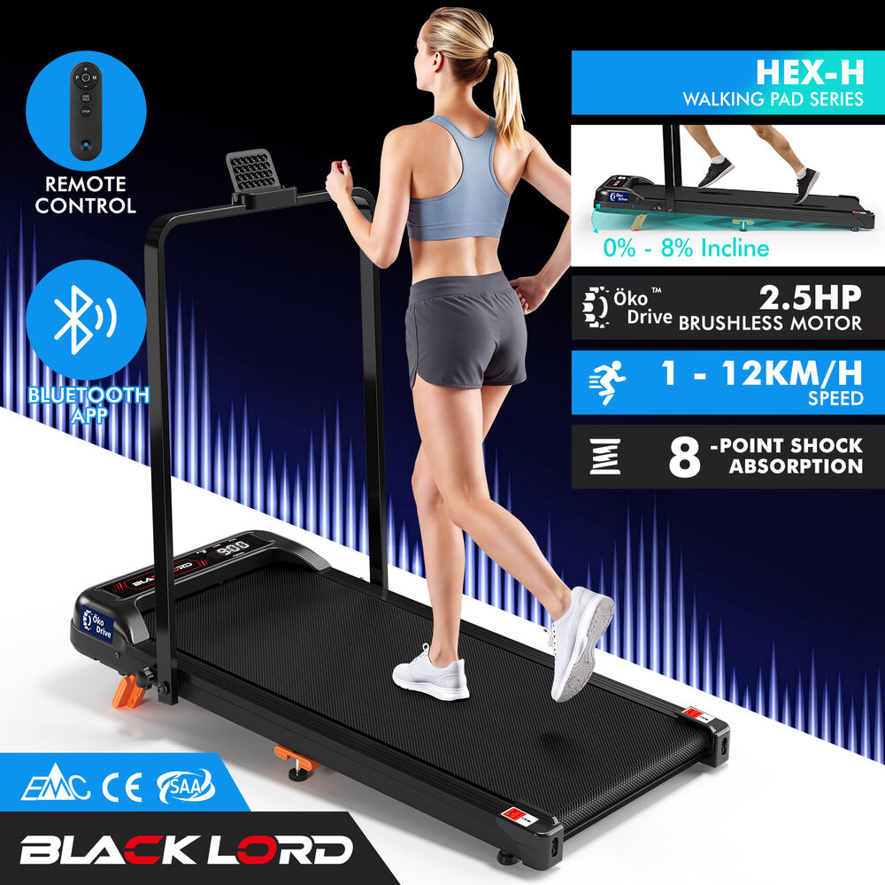 BLACK LORD Treadmill Electric Walking Pad Foldable Incline Under Desk Gym Black