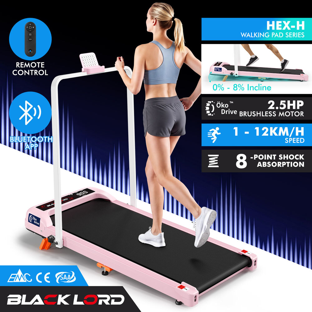 BLACK LORD Treadmill Electric Walking Pad Foldable Incline Under Desk Gym Pink