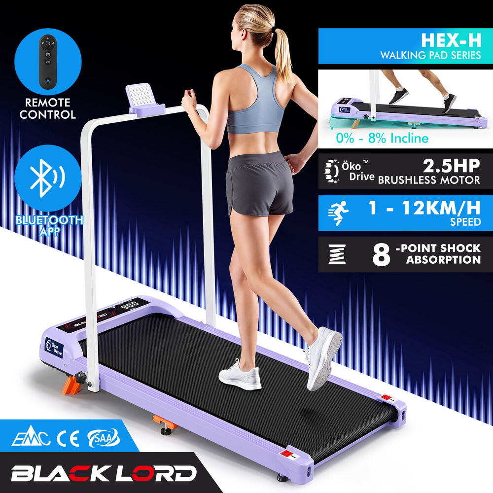 BLACK LORD Treadmill Electric Walking Pad Foldable Incline Under Desk Gym Purple