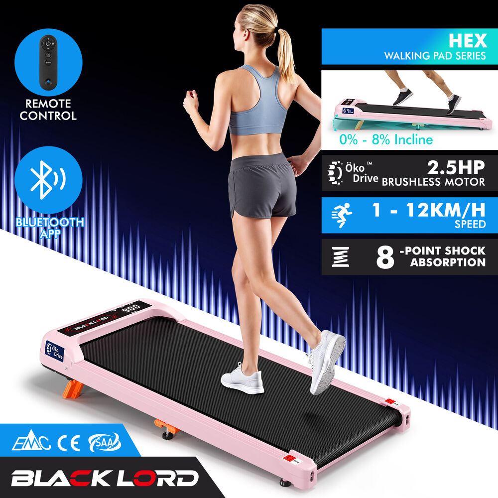 BLACK LORD Treadmill Electric Walking Pad Incline Under Desk Home Gym Pink
