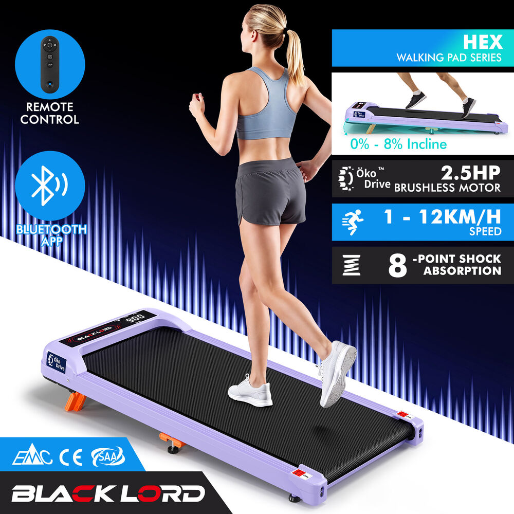 BLACK LORD Treadmill Electric Walking Pad Incline Under Desk Home Gym Purple