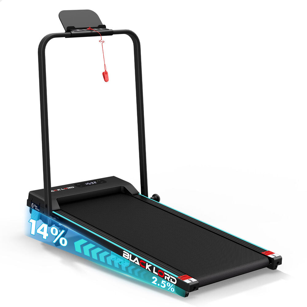 BLACK LORD Walking Pad Treadmill 14% Incline Magnetic Remote Foldable Cyan