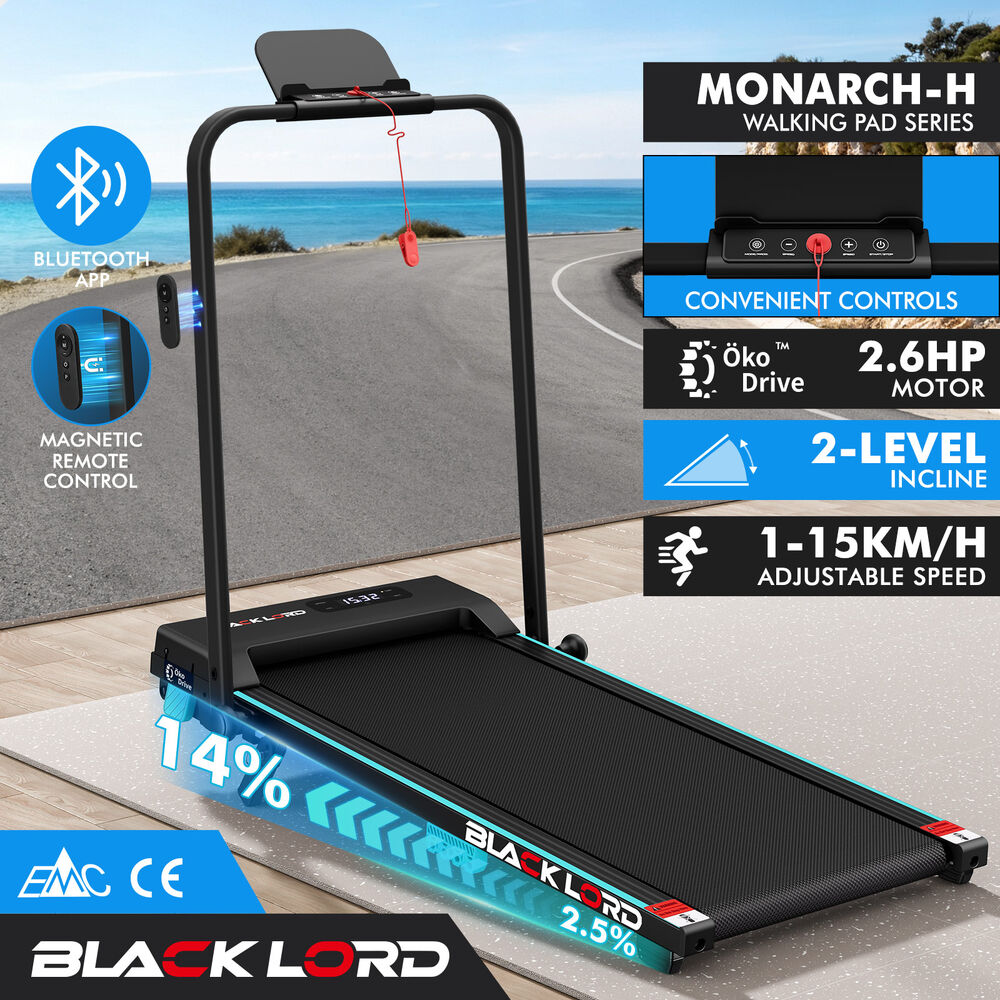 BLACK LORD Walking Pad Treadmill 14% Incline Magnetic Remote Foldable Cyan