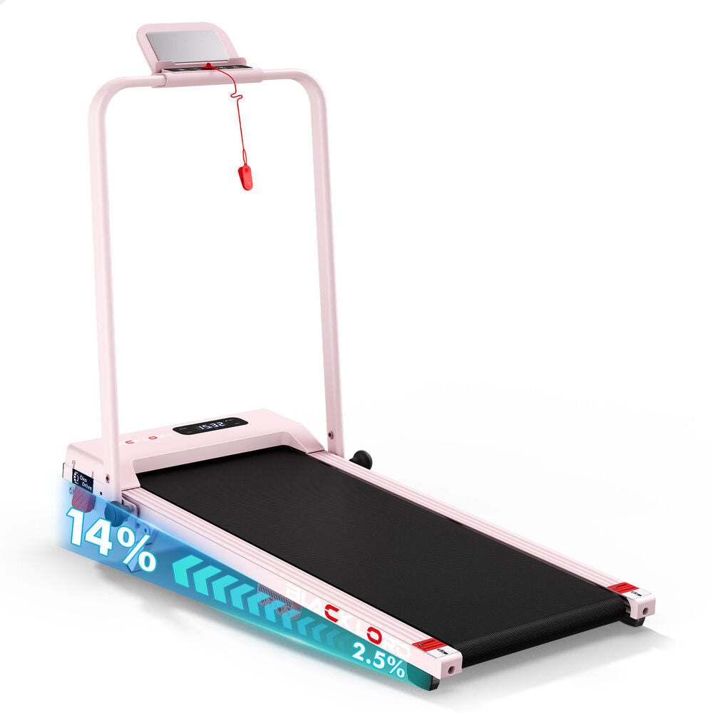 BLACK LORD Walking Pad Treadmill 14% Incline Magnetic Remote Foldable Pink