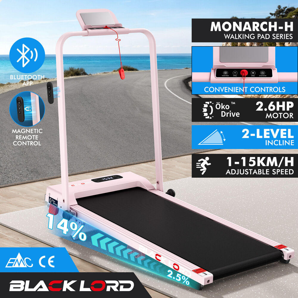 BLACK LORD Walking Pad Treadmill 14% Incline Magnetic Remote Foldable Pink