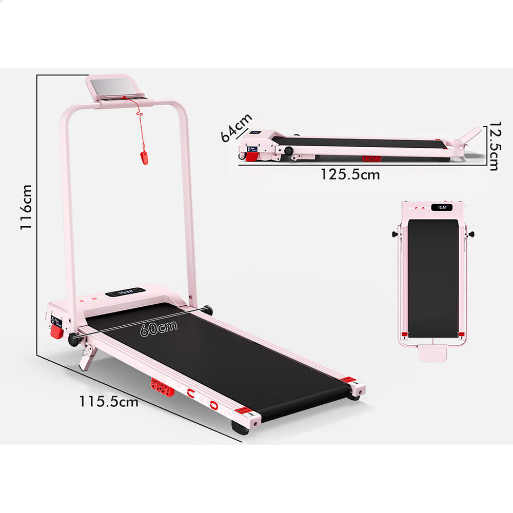 BLACK LORD Walking Pad Treadmill 14% Incline Magnetic Remote Foldable Pink