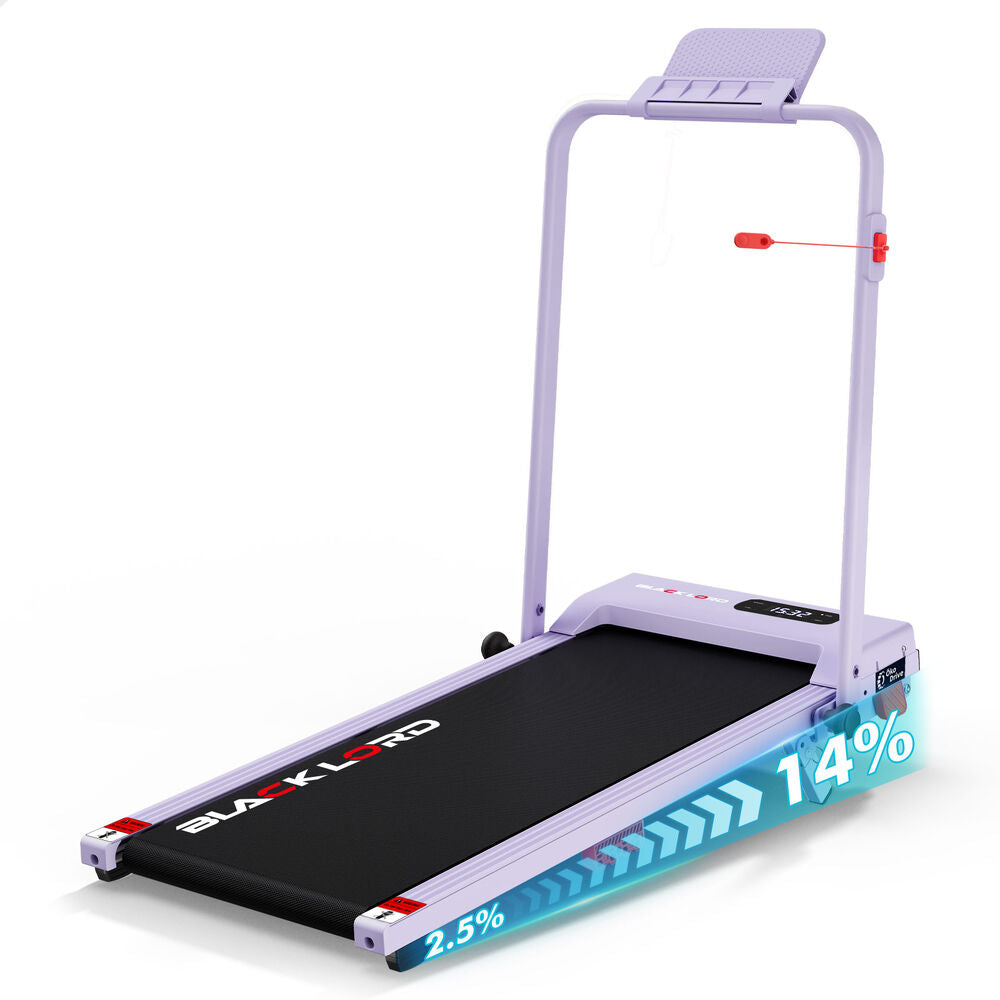 BLACK LORD Treadmill Walking Pad 14% Incline Foldable Magnetic Remote Purple