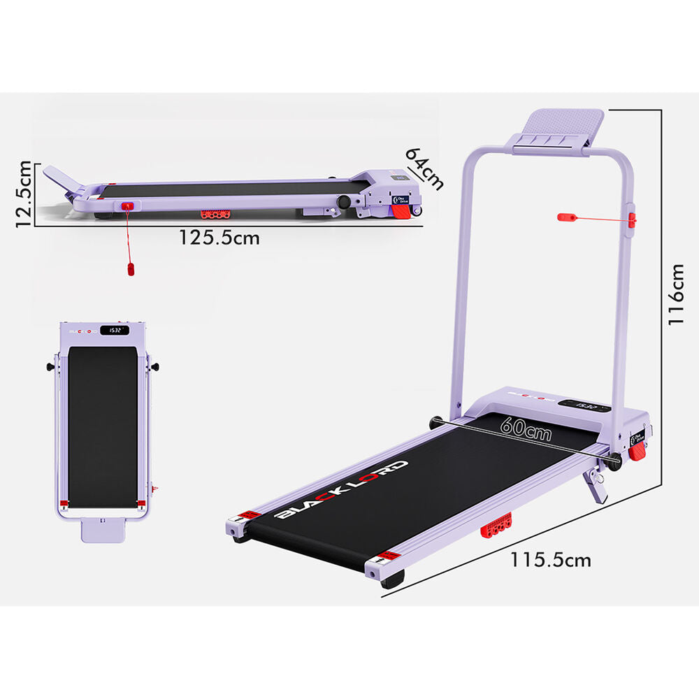 BLACK LORD Treadmill Walking Pad 14% Incline Foldable Magnetic Remote Purple