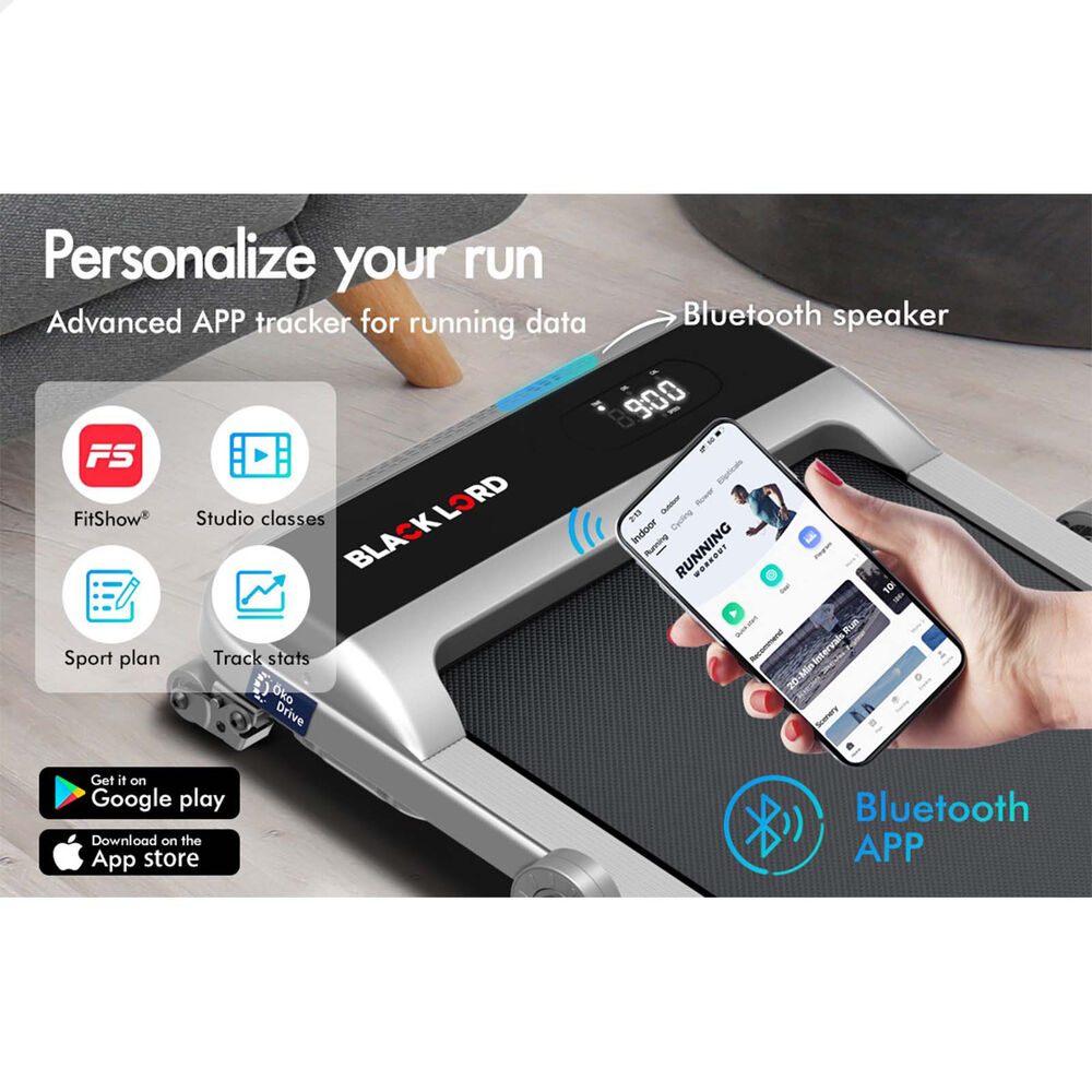 BLACK LORD Treadmill Electric Walking Pad Incline Home Gym Foldable Silver