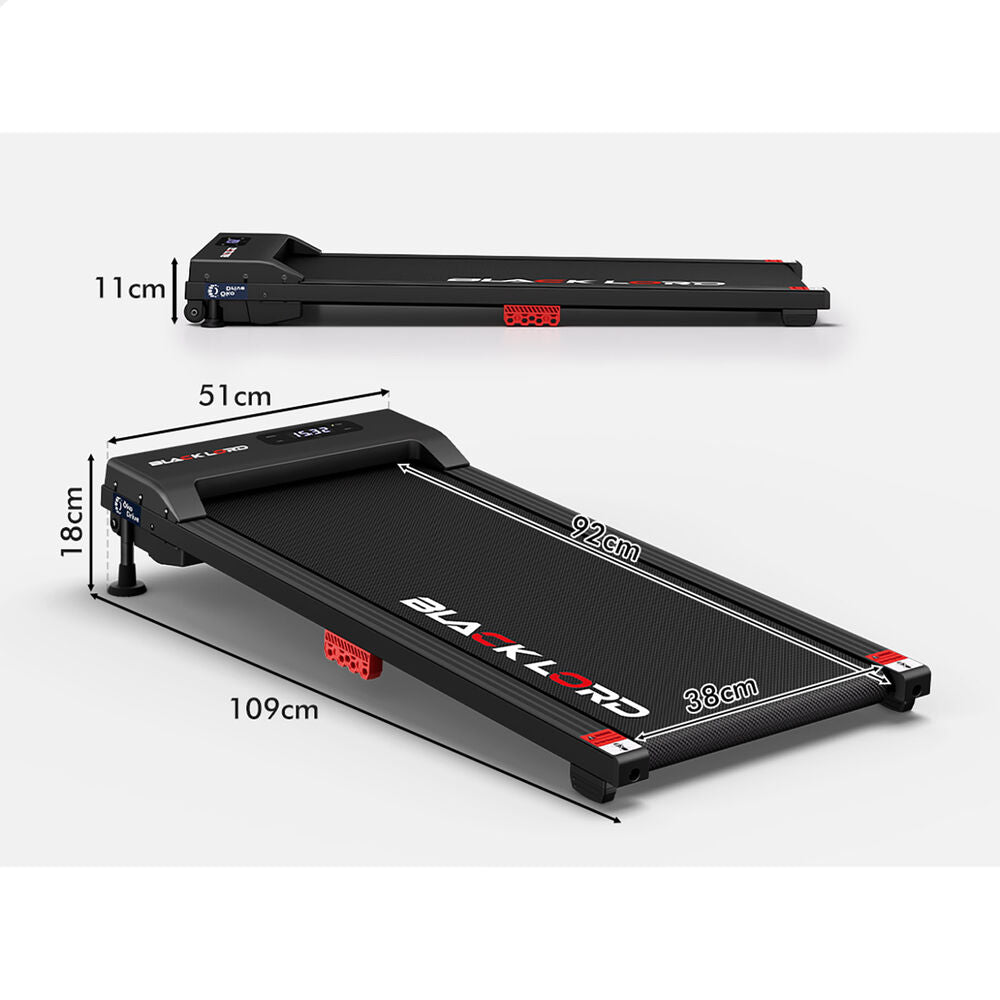 BLACK LORD Walking Pad Treadmill 12% Incline Under Desk Magnetic Remote Black