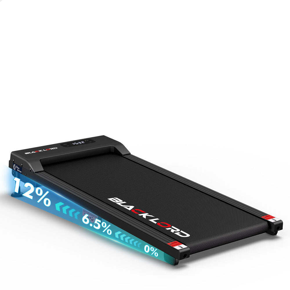 BLACK LORD Walking Pad Treadmill 12% Incline Under Desk Magnetic Remote Black