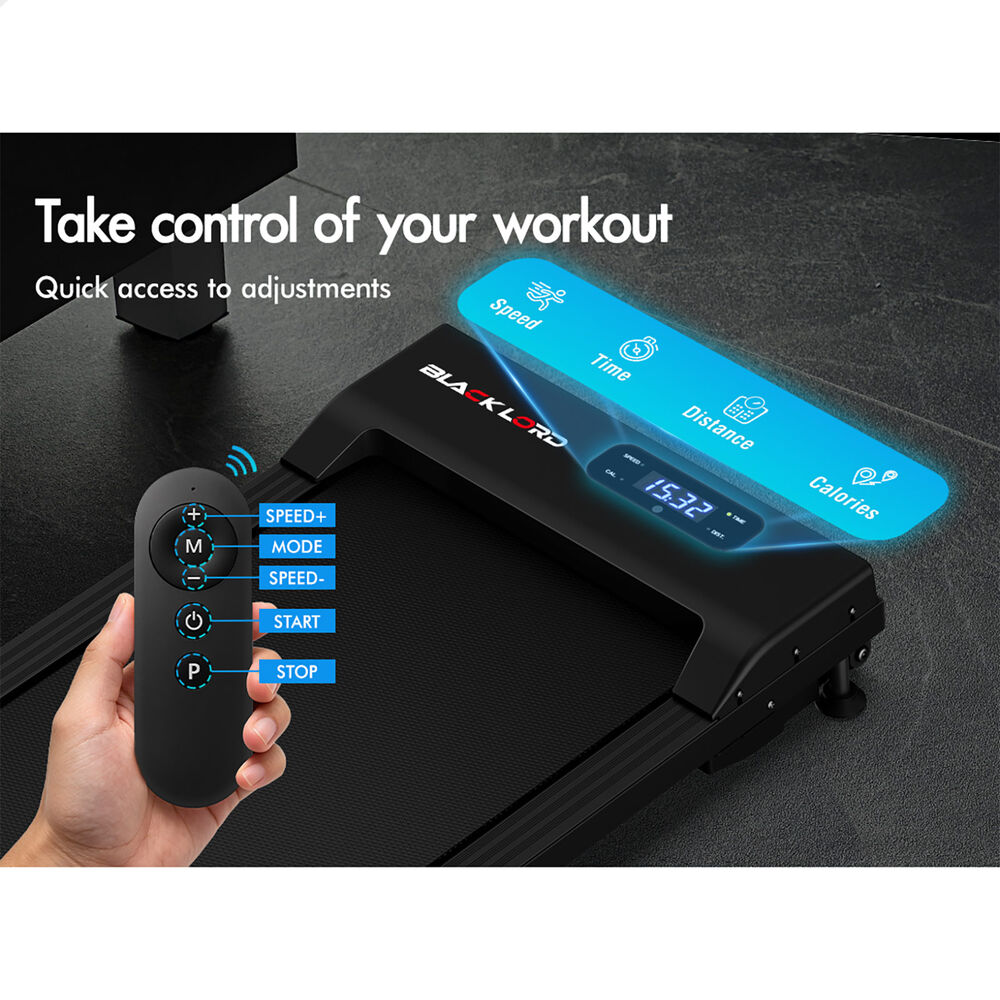 BLACK LORD Walking Pad Treadmill 12% Incline Under Desk Magnetic Remote Black