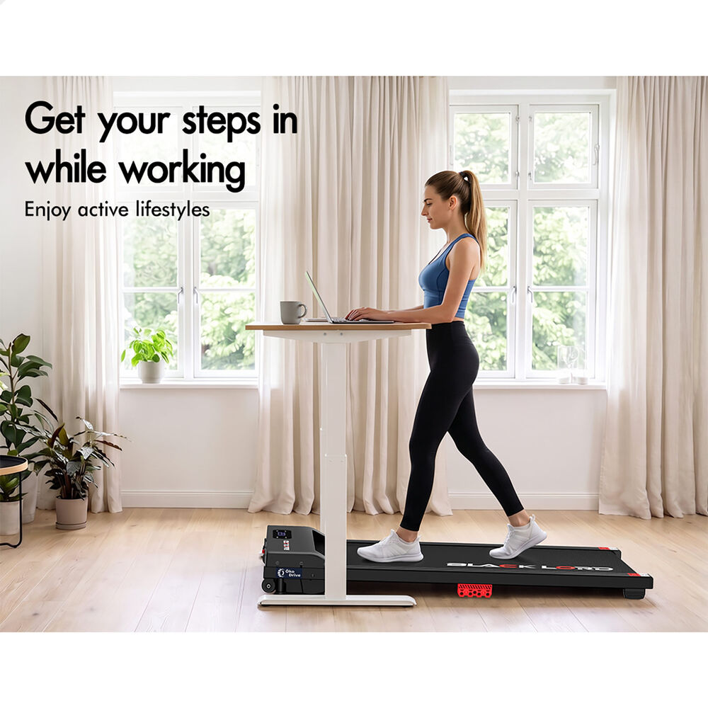 BLACK LORD Walking Pad Treadmill 12% Incline Under Desk Magnetic Remote Black