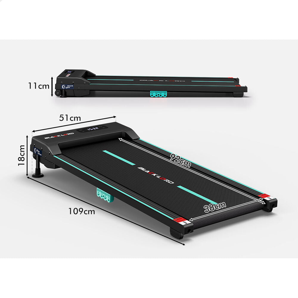 BLACK LORD Walking Pad Treadmill 12% Incline Under Desk Magnetic Remote Cyan