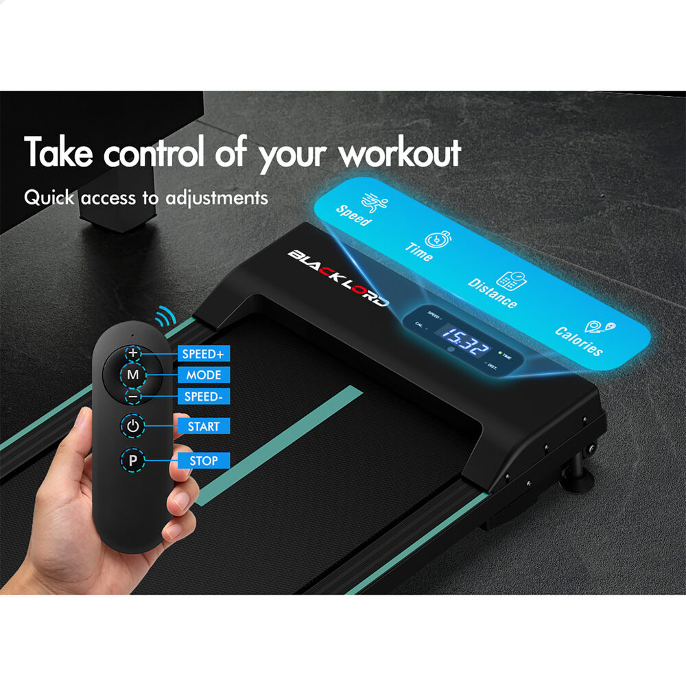 BLACK LORD Walking Pad Treadmill 12% Incline Under Desk Magnetic Remote Cyan