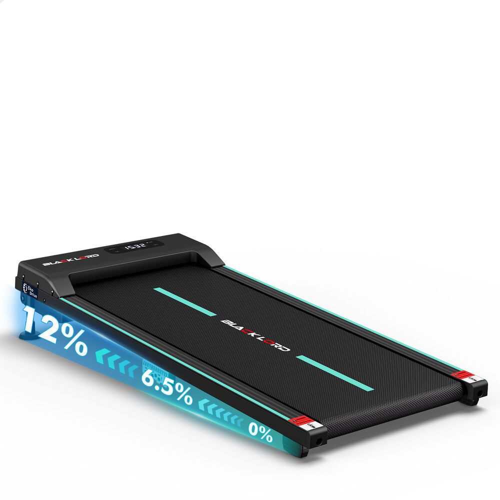 BLACK LORD Walking Pad Treadmill 12% Incline Under Desk Magnetic Remote Cyan
