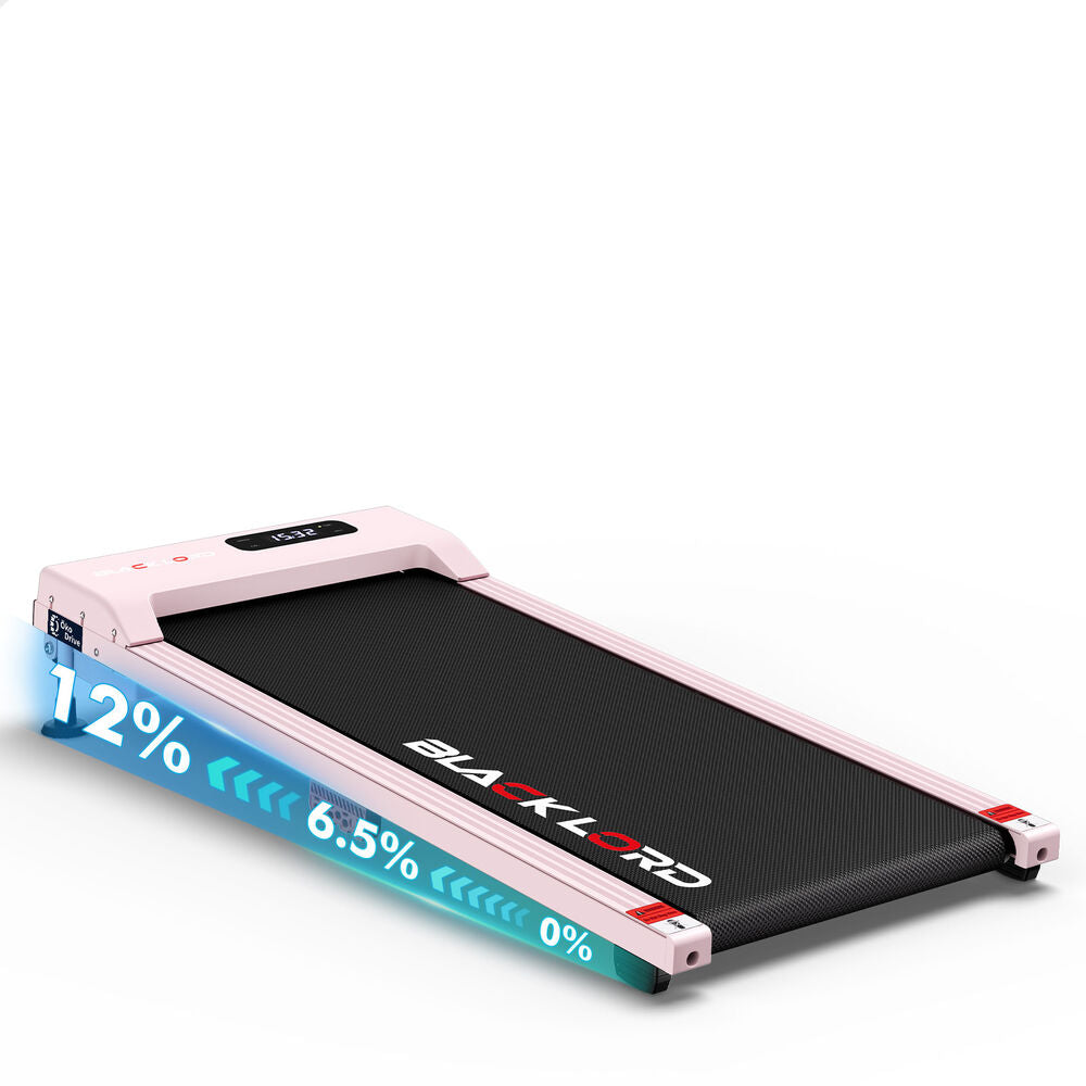 BLACK LORD Walking Pad Treadmill 12% Incline Under Desk Magnetic Remote Pink