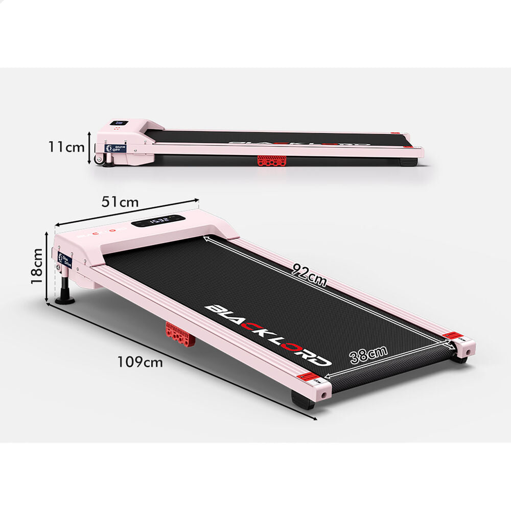 BLACK LORD Walking Pad Treadmill 12% Incline Under Desk Magnetic Remote Pink
