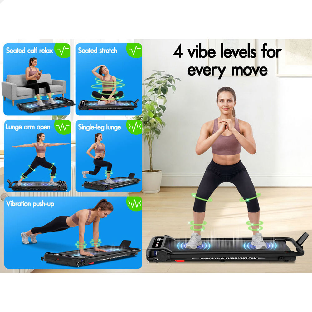 BLACK LORD Treadmill 4-in-1 Walking Vibration Pad Incline Foldable Home Gym