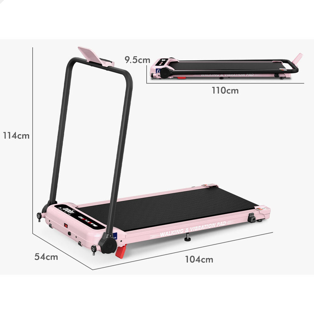 BLACK LORD Treadmill 4-in-1 Walking Vibration Pad Incline Home Gym Foldable Pink