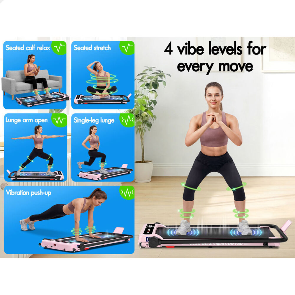 BLACK LORD Treadmill 4-in-1 Walking Vibration Pad Incline Home Gym Foldable Pink