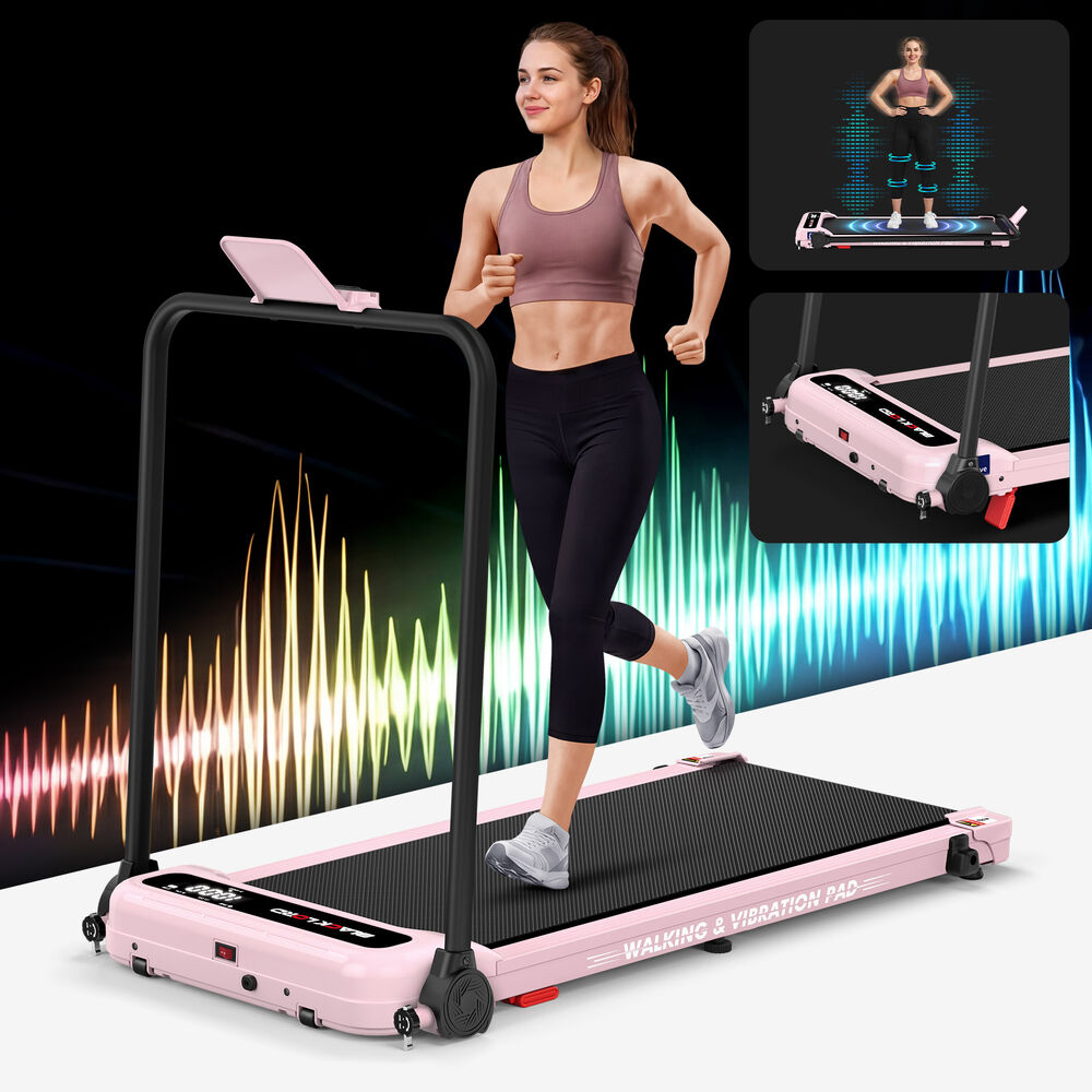 BLACK LORD Treadmill 4-in-1 Walking Vibration Pad Incline Home Gym Foldable Pink