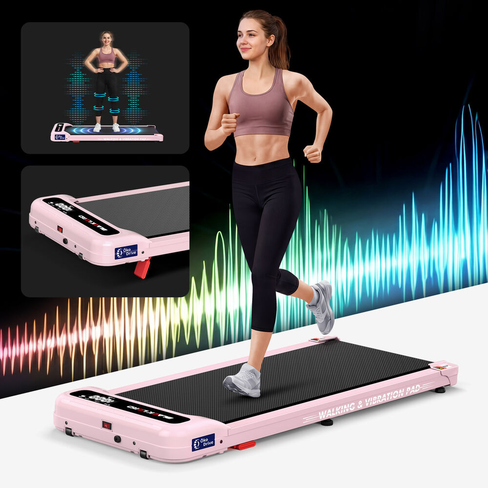 BLACK LORD Treadmill 4-in-1 Walking Vibration Pad Incline Magnetic Remote Pink