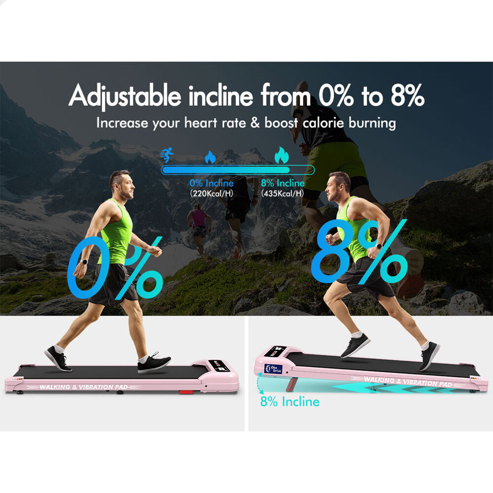 BLACK LORD Treadmill 4-in-1 Walking Vibration Pad Incline Magnetic Remote Pink