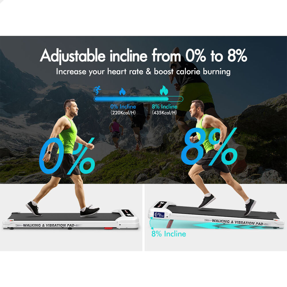 BLACK LORD Treadmill 4-in-1 Walking Vibration Pad Incline Magnetic Remote White