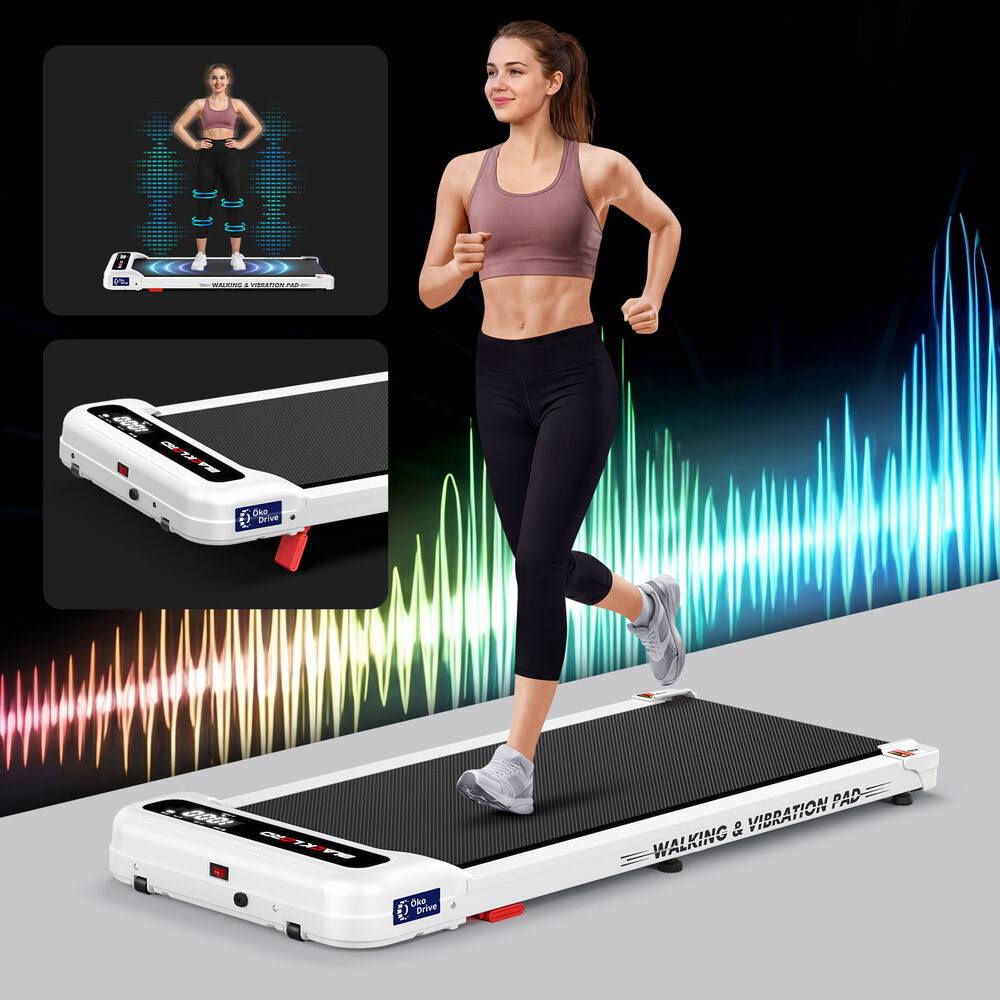 BLACK LORD Treadmill 4-in-1 Walking Vibration Pad Incline Magnetic Remote White