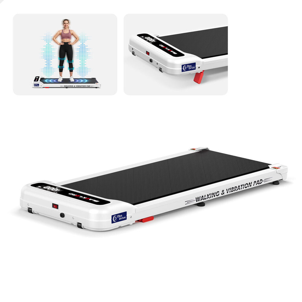 BLACK LORD Treadmill 4-in-1 Walking Vibration Pad Incline Magnetic Remote White