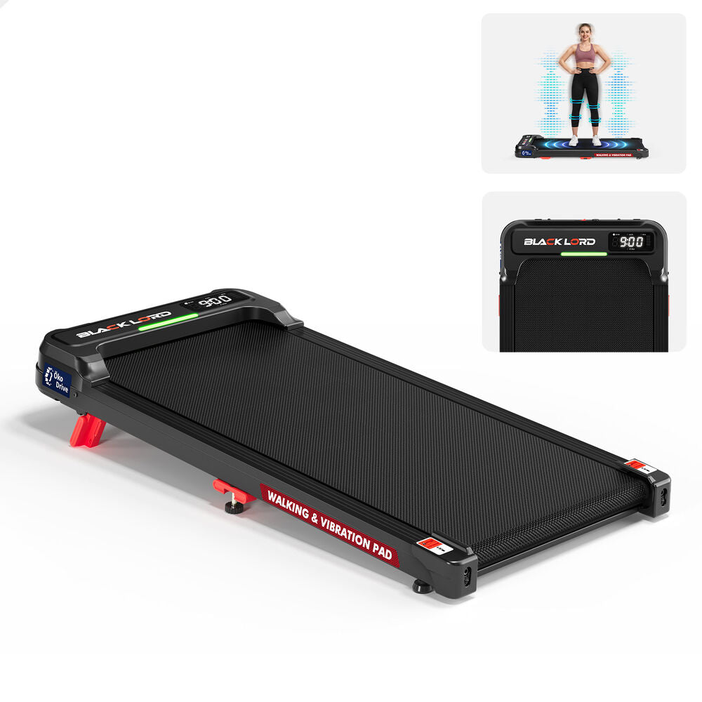 BLACK LORD Treadmill Vibration Walking Pad Electric LED Light Incline Black