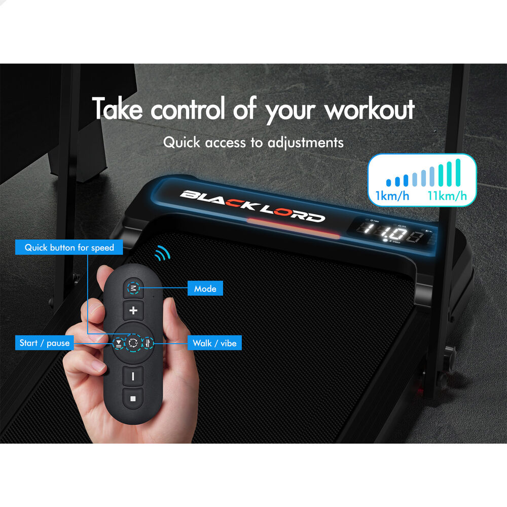 BLACK LORD Treadmill Electric Walking Vibration Pad LED Light Incline Foldable