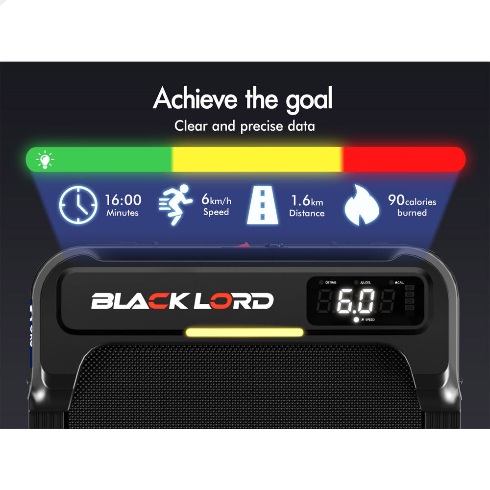 BLACK LORD Treadmill Electric Walking Vibration Pad LED Light Incline Foldable