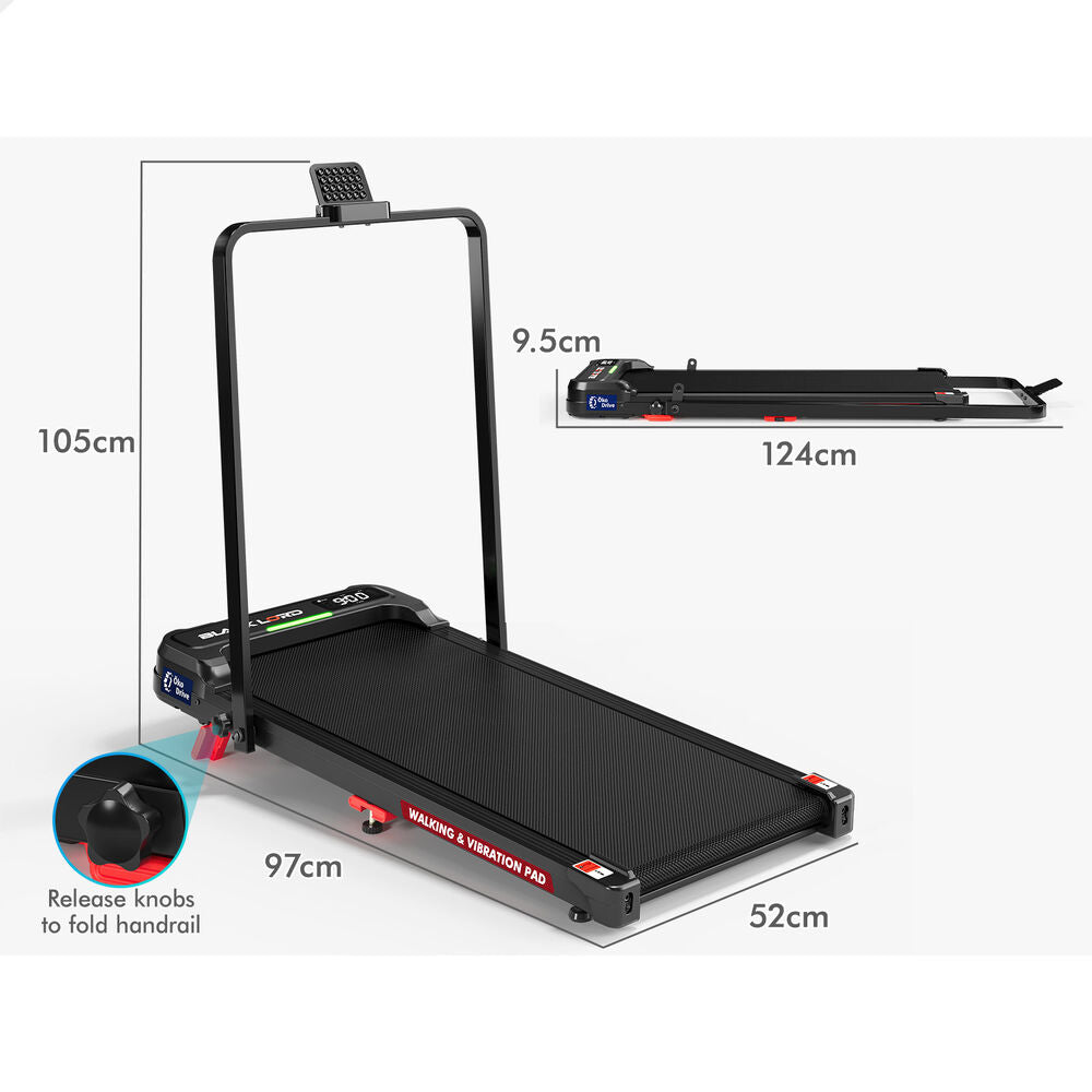 BLACK LORD Treadmill Electric Walking Vibration Pad LED Light Incline Foldable