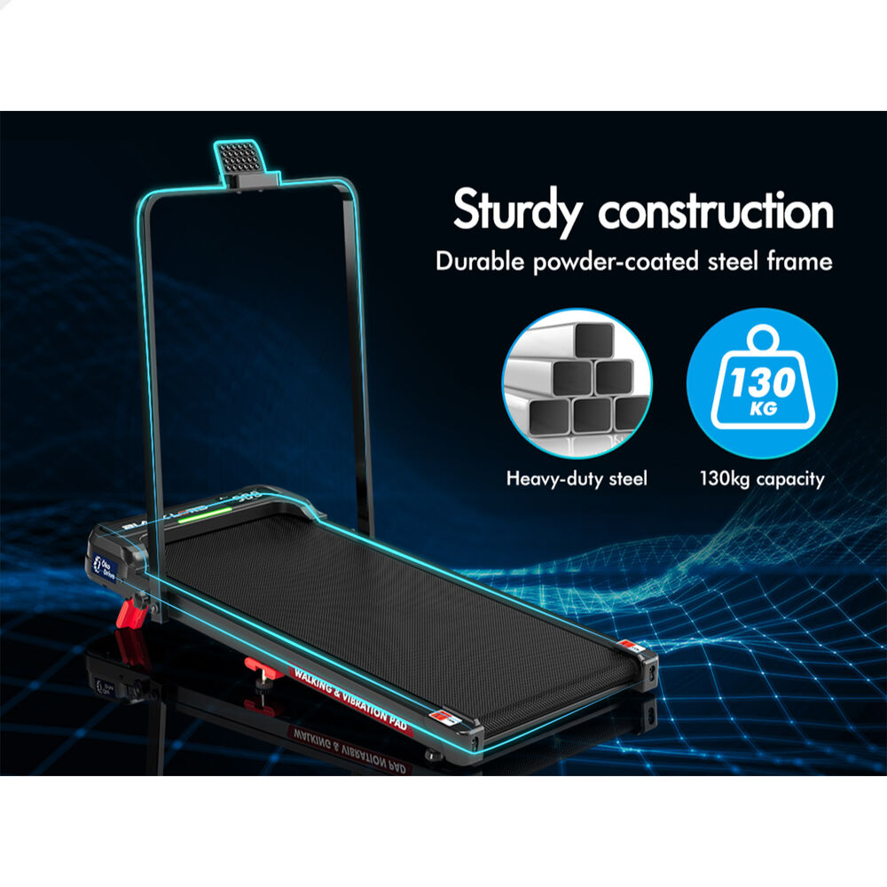 BLACK LORD Treadmill Electric Walking Vibration Pad LED Light Incline Foldable
