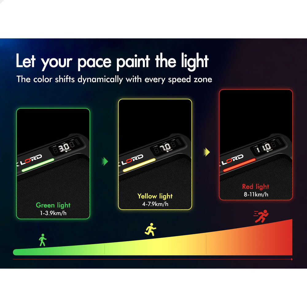 BLACK LORD Treadmill Electric Walking Vibration Pad LED Light Incline Foldable