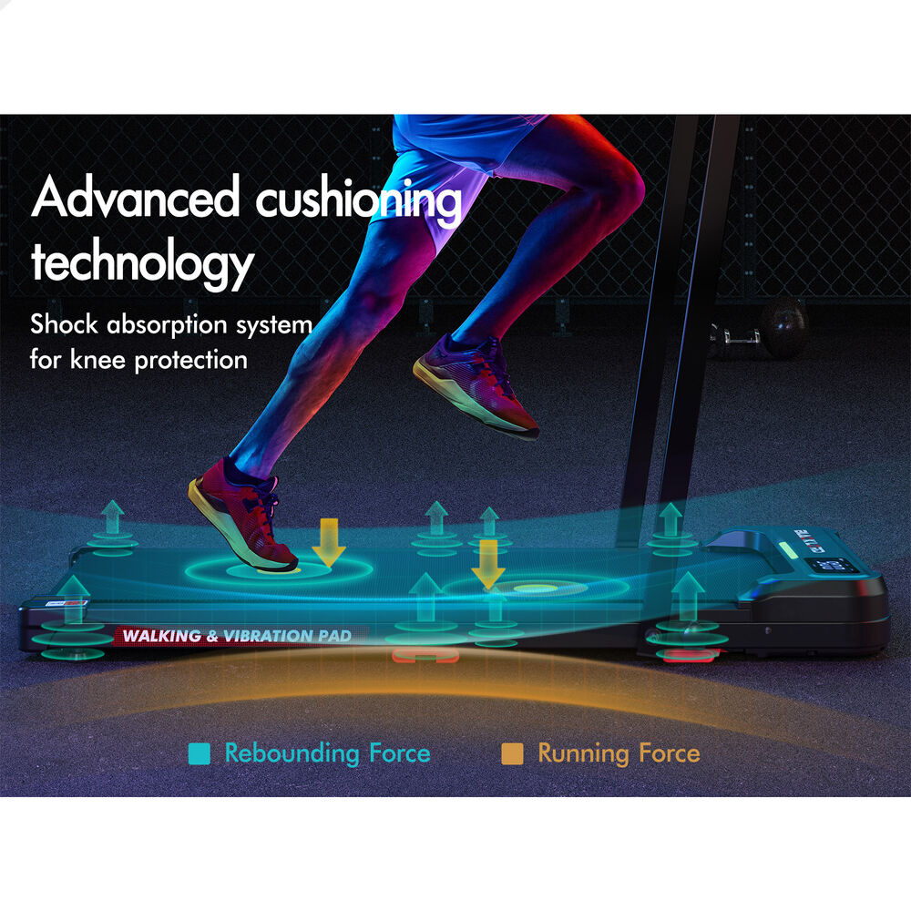 BLACK LORD Treadmill Electric Walking Vibration Pad LED Light Incline Foldable