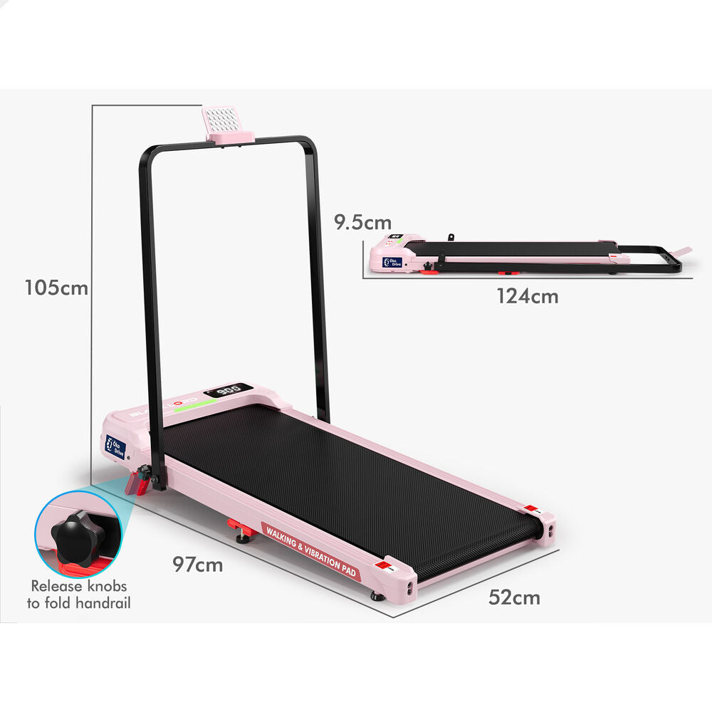 BLACK LORD Treadmill Electric Walking Pad Vibration LED Light Incline Foldable