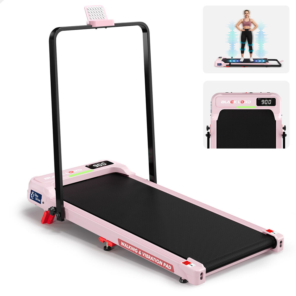 BLACK LORD Treadmill Electric Walking Pad Vibration LED Light Incline Foldable