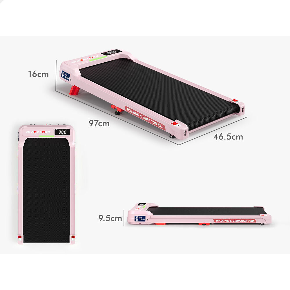 BLACK LORD Treadmill Vibration Walking Pad Electric LED Light Incline Pink