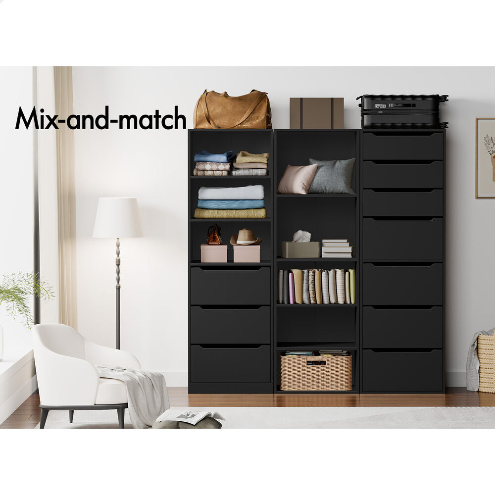 ALFORDSON 2x Wardrobe Clothes Storage Cabinet Organizer 3 Drawers Black