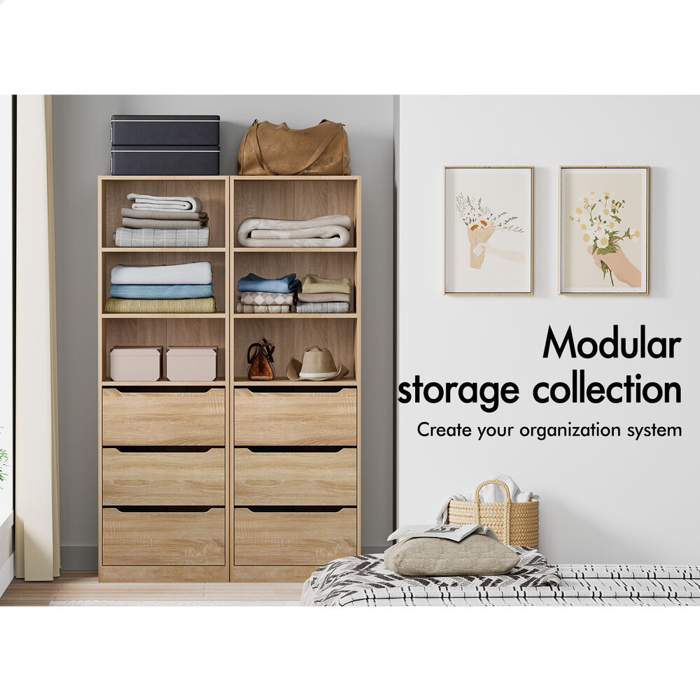 ALFORDSON 2x Wardrobe Clothes Storage Cabinet Organizer 3 Drawers Wood