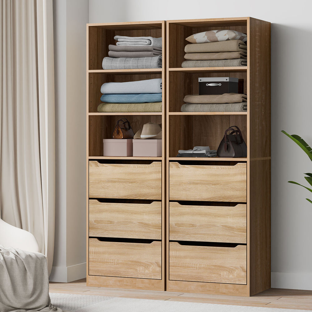 ALFORDSON 2x Wardrobe Clothes Storage Cabinet Organizer 3 Drawers Wood
