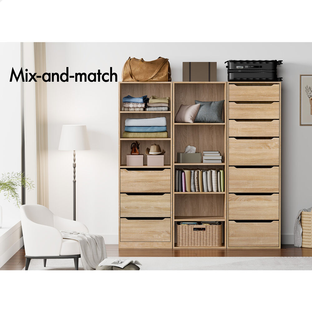 ALFORDSON 2x Wardrobe Clothes Storage Cabinet Organizer 3 Drawers Wood