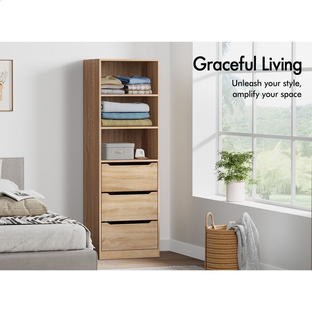 ALFORDSON 2x Wardrobe Clothes Storage Cabinet Organizer 3 Drawers Wood