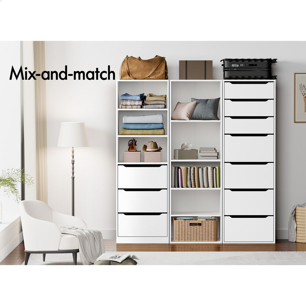 ALFORDSON 2x Wardrobe Clothes Storage Cabinet Organizer 3 Drawers White