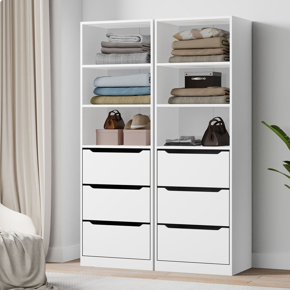 ALFORDSON 2x Wardrobe Clothes Storage Cabinet Organizer 3 Drawers White